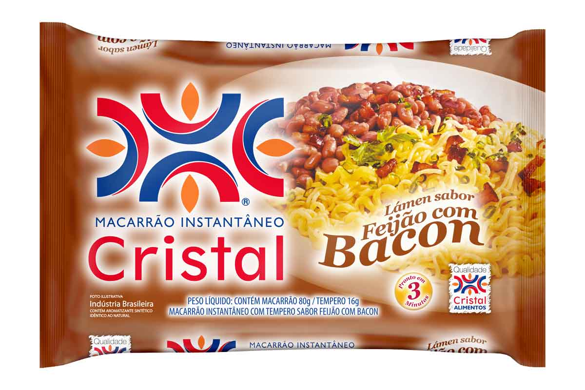 Macarrão Instantâneo Cristal Sabor Feijão com Bacon