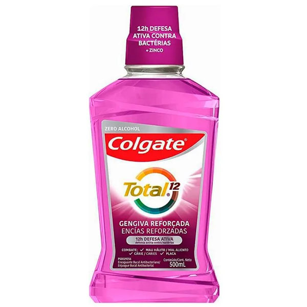 Enxaguante Bucal Colgate Total 12 Antibacteriano Zero Álcool Gengiva Reforçada 500ml