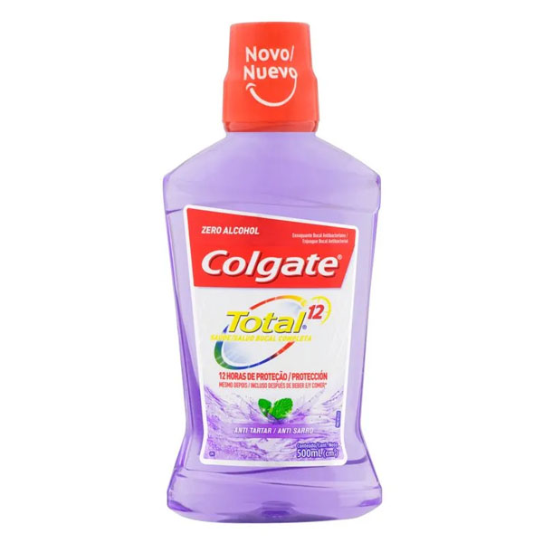 Enxaguante Bucal Colgate Total 12 Antibacteriano Zero Álcool Anti tartar 500ml