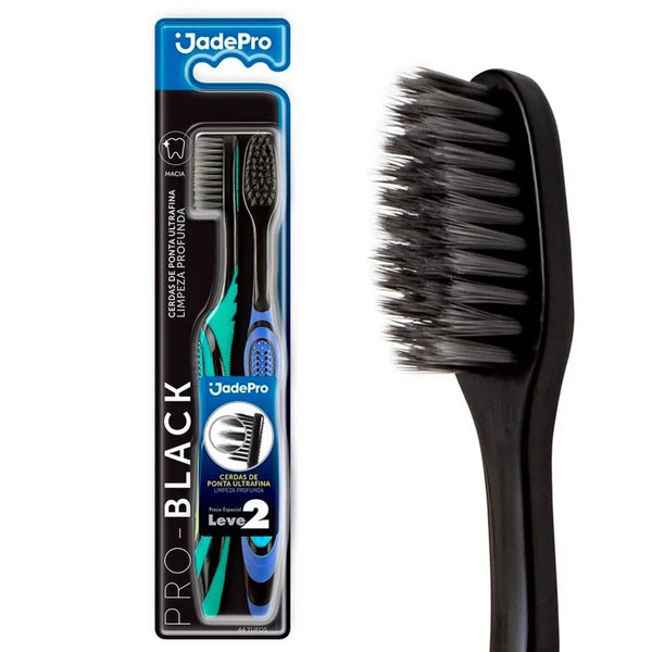 Escova Dental Jadepro Macia Pro Black c/ 2 Unid