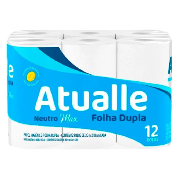 Papel Higiênico Atualle Folha Dupla 20m c/ 12 Unid