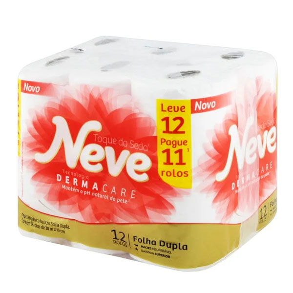 Papel Higiênico Neve Folha Dupla 30m Leve 12 Pague 11