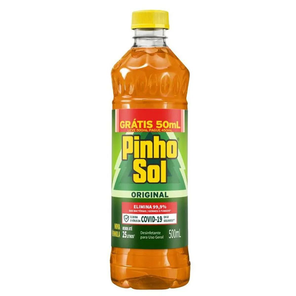 Desinfetante Pinho Sol Original Frasco Leve 500ml Pague 450ml