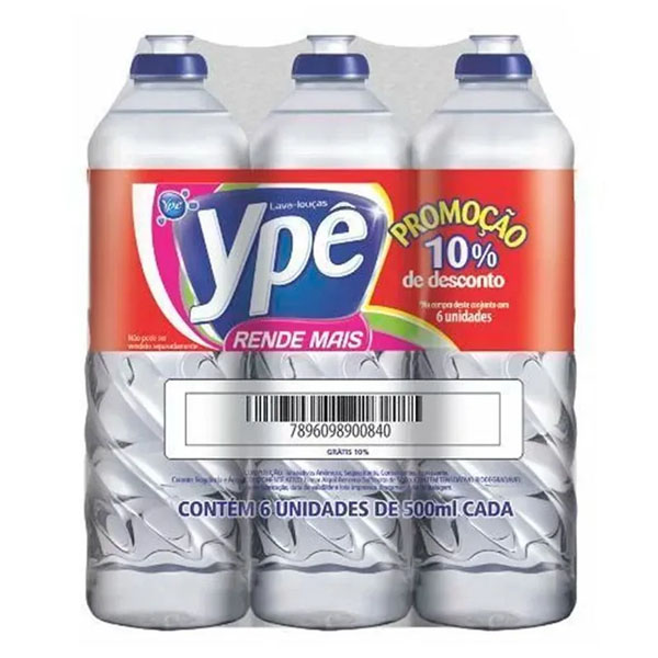 Detergente Ypê Clear 500ml c/ 6 Unid 10% de Desconto