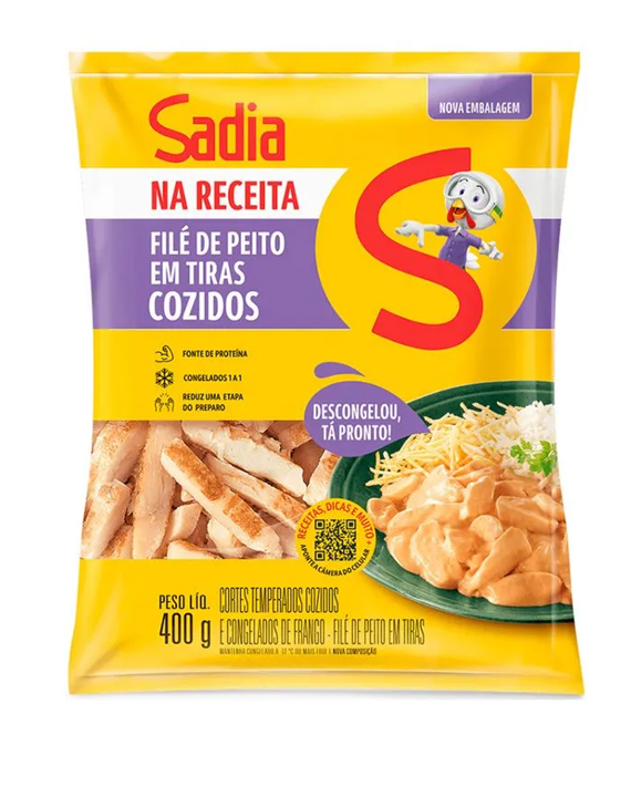 Peito de Frango Sadia em Tiras s/ Pele s/ Osso na Receita IQF 400g