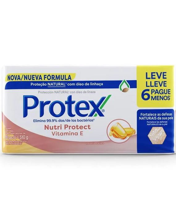 Sabonete em Barra Protex Antibacteriano Vitamina E 510g Leve 6 Pague