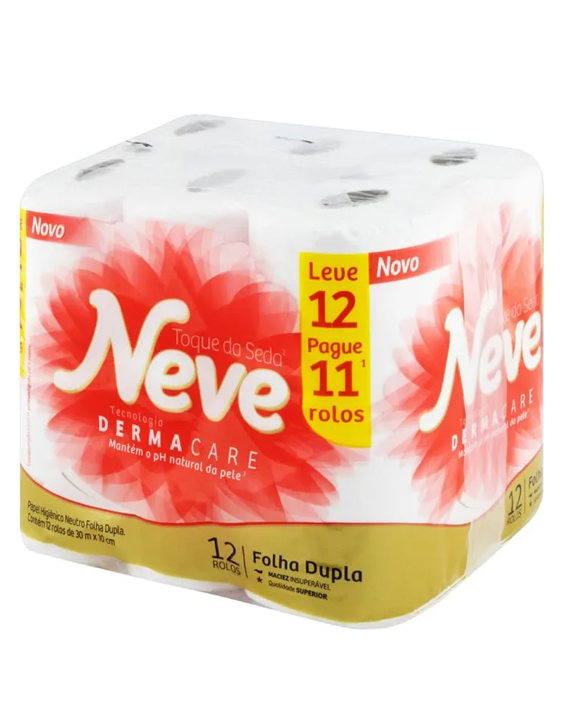 Papel Higiênico Neve Folha Dupla 30m Leve 12 Pague 11