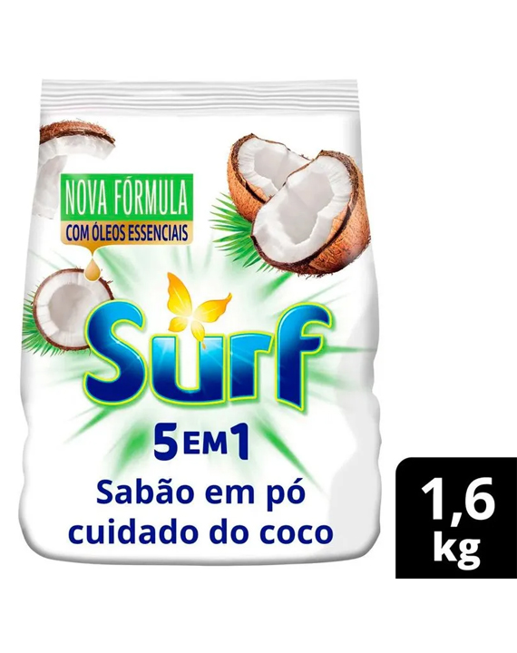 Lava Roupas em Pó Surf Cuidado do Coco Pacote 1.6Kg