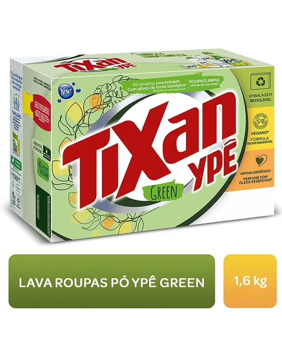 Lava-Roupas em Pó Tixan Ypê Concentrado Green Caixa 1.6Kg